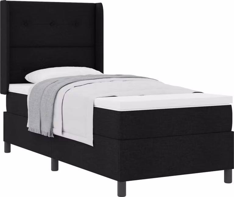 Letto a molle con materasso Nero 190 x 90 cm Tessuto