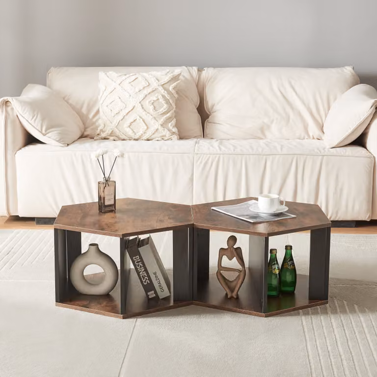 Set di tavolini 'Molde', 2 pezzi, verticale e orizzontale, look nero/noce