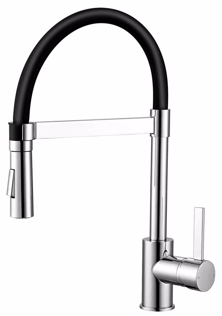 Miscelatore da cucina con doccetta estraibile, nero/cromato, 42 cm