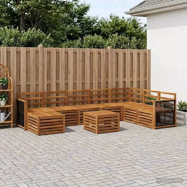 Set di divani da esterno 8 pz Naturale Legno di Acacia Massello 3384710