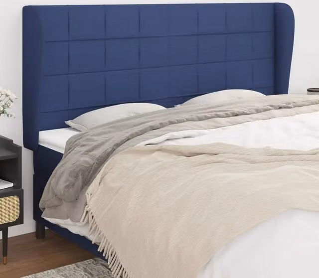 Testiera con Orecchie Design Mania in Tessuto Blu L: 163 cm, P: 23 cm, H: 118/128 cm – 1