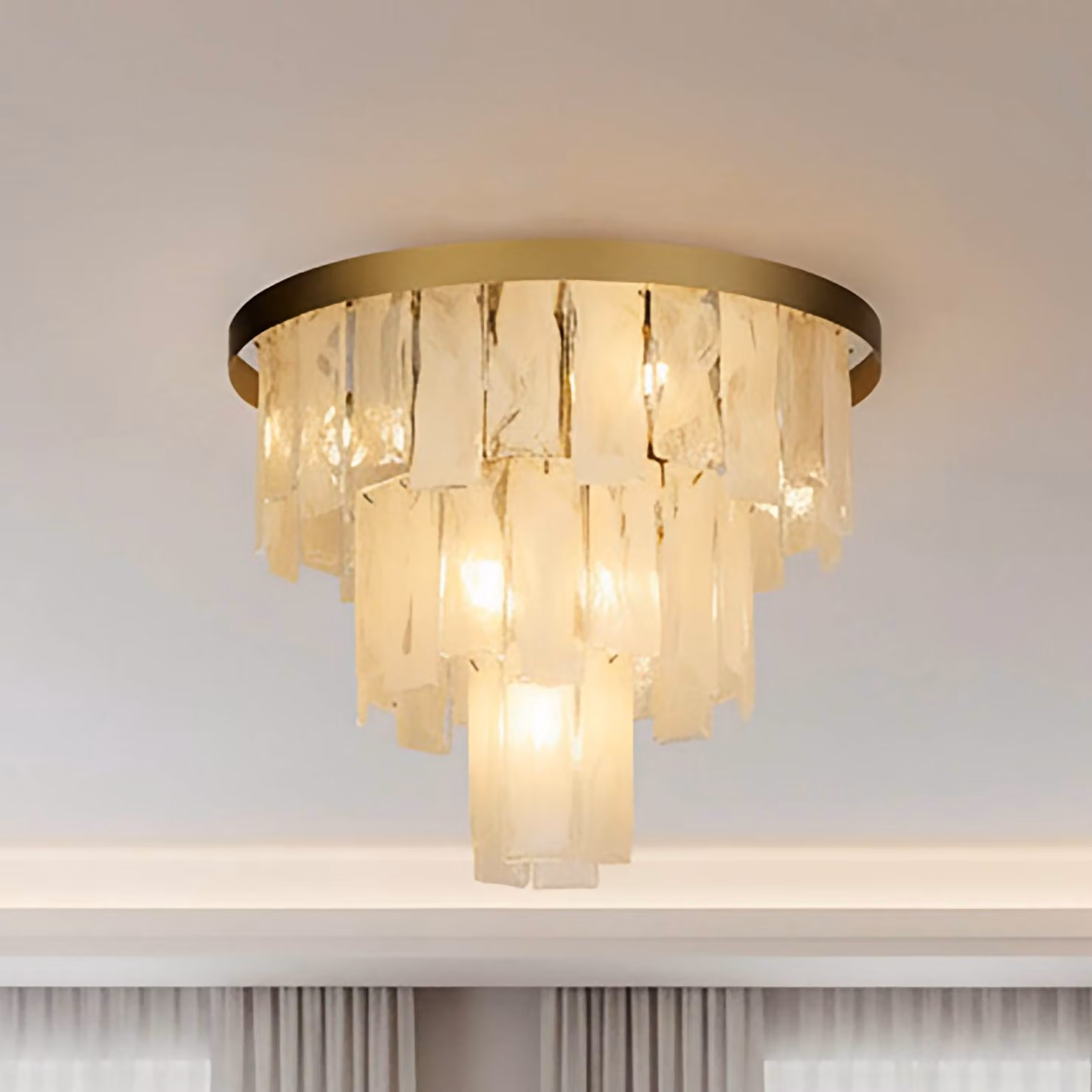 Searchlight Plafoniera soffitto Formalux, dimmerabile, Ottone / Oro, Soggiorno / Sala da pranzo, Metallo, Plafoniera