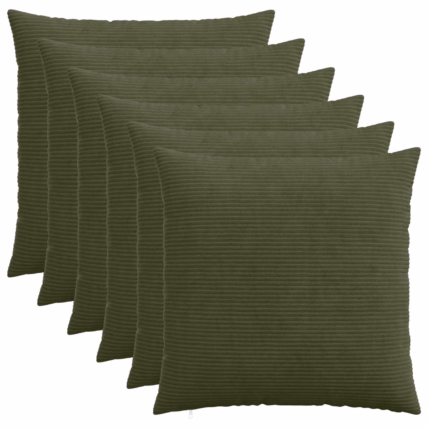 Set di 6 federe vidaXL HEERLEN in velluto a coste, colore verde, 80 x 80 cm