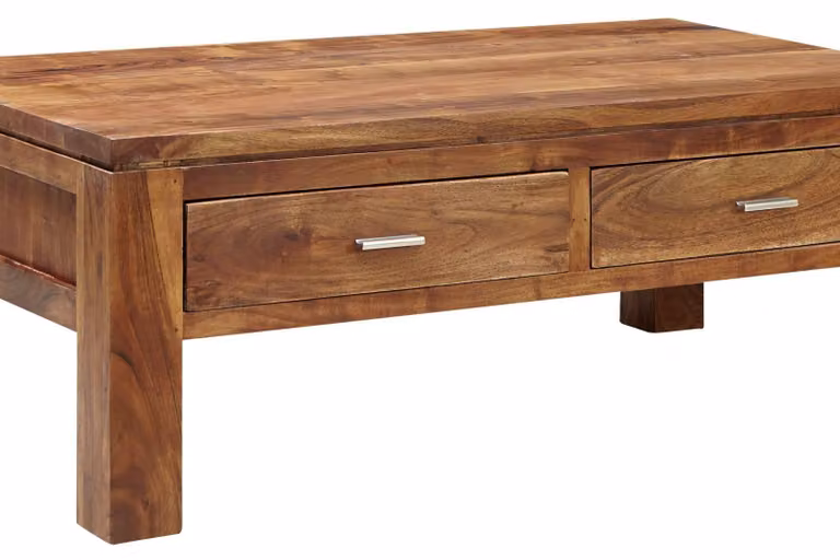 MASSIVMOEBEL24 | tavolino da salotto in legno di Acacia 110x60x40 miele dorato laccato SHAMAN #70