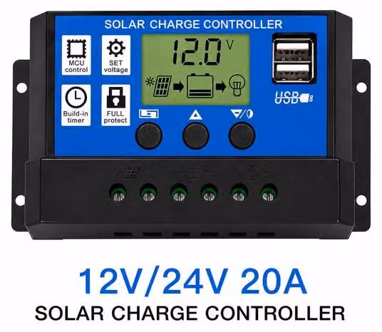 Regolatore di carica solare VHV da 10A, DC 12V-24V, con tecnologia PWM, display LCD e porta USB 5V-2025