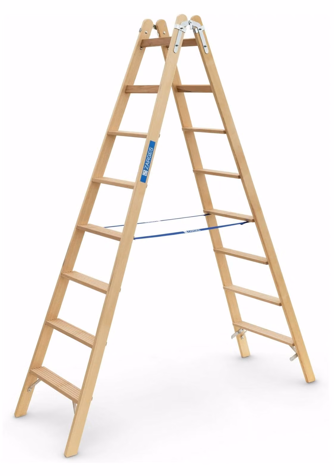 Scala a pioli in legno Zarges Crestastep B, utilizzabile su entrambi i lati, 2x8 gradini