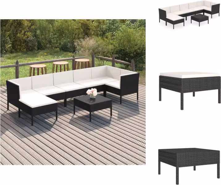 vidaXL set salotto da giardino 8 pezzi con cuscini in poly rattan nero - Set di mobili da giardino