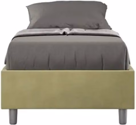 Letto singolo imbottito Azelia Ityhome in microfibra colore verde L 80 cm x P 190 cm