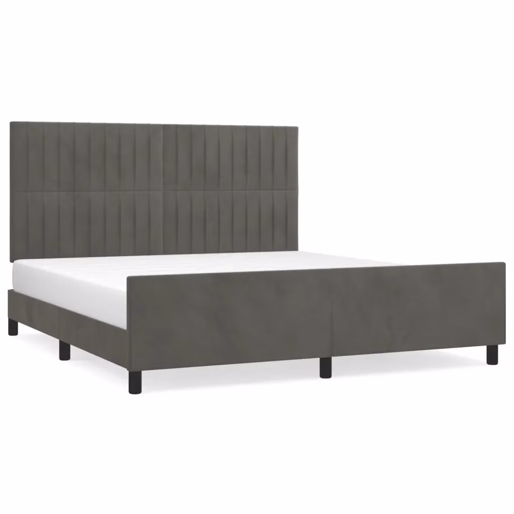 vidaXL Giroletto con Testiera in Velluto Grigio, L: 180 cm, P: 200 cm, H: 128 cm – 2