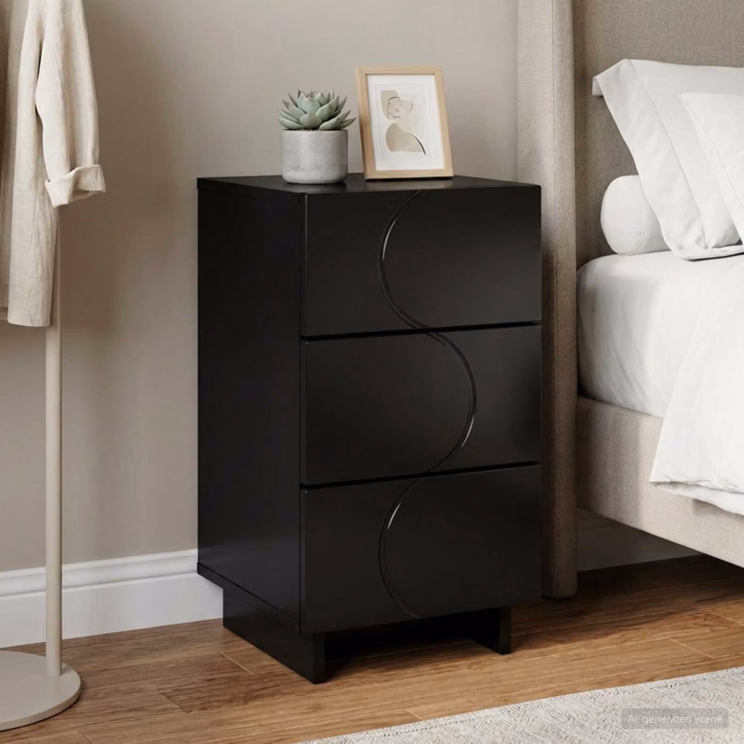 Comodino moderno vidaXL in legno composito nero L 33,5 cm x P 34,5 cm x H 60 cm