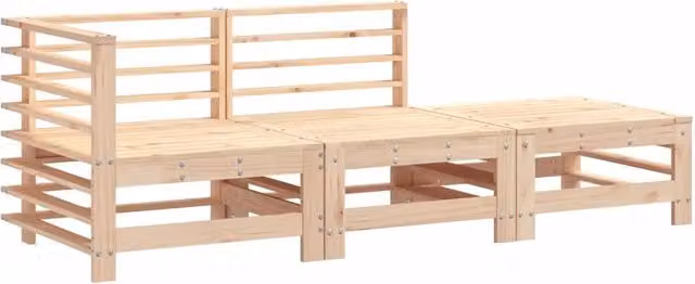 Set Salotto da Giardino 3 pz | Set di Mobili da Esterno in Legno Massello di Pino