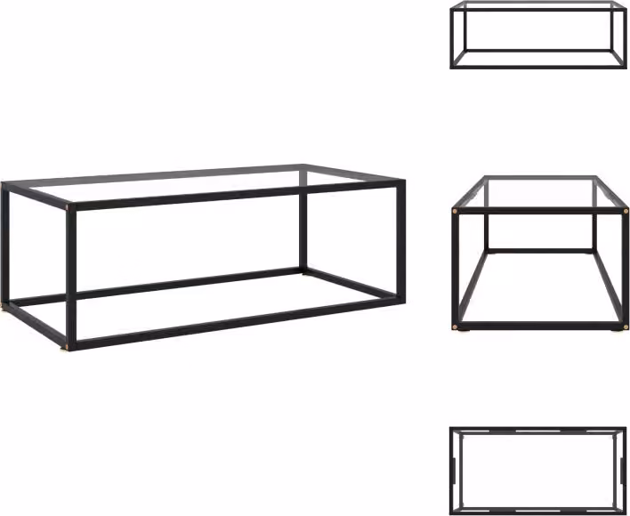vidaXL Tavolino nero con vetro temperato 100x50x35 cm - Tavolini da caffè