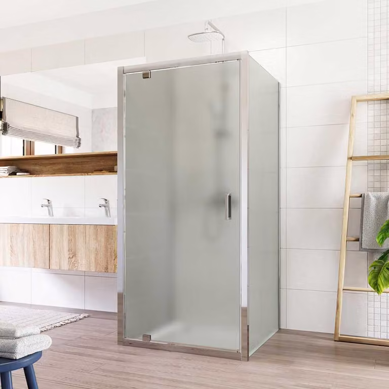 Mereo Cabina doccia Lima, quadrata a U, girevole, 90x90x90 cm, cromo ALU, vetro Point - CK86822K