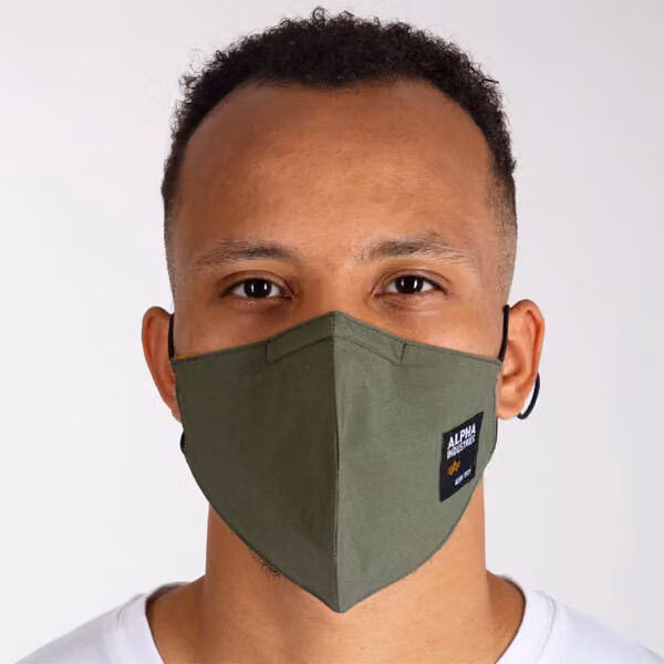 Rouška Alpha Industries Label Maschera facciale Olive - UNI