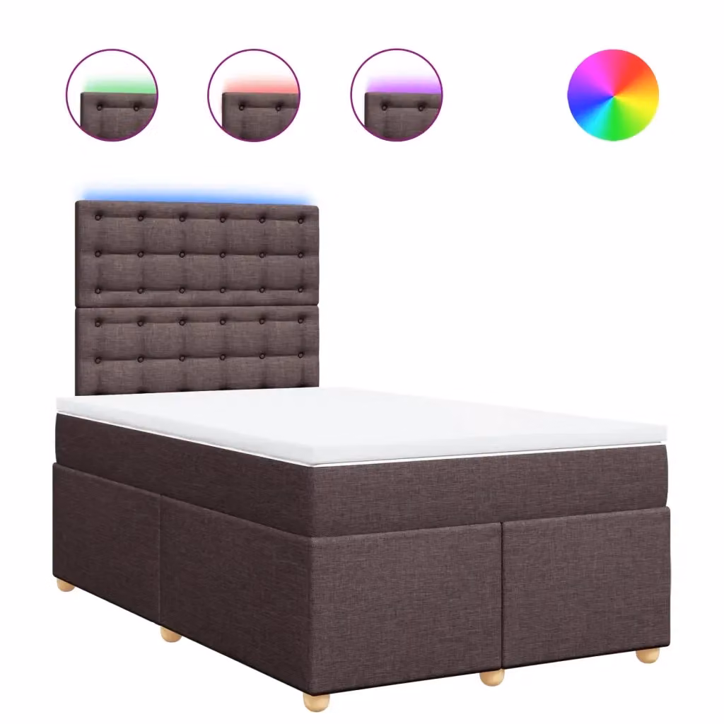 Letto a molle con materasso vidaXL in legno e tessuto marrone e bianco L/P/H: 200 x 120 x 150,5 cm – 2