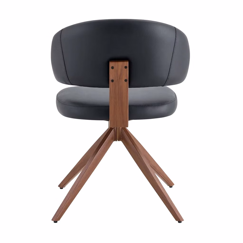 Sedia girevole moderna Chicfurn con rivestimento in ecopelle nera per ufficio e casa – 2
