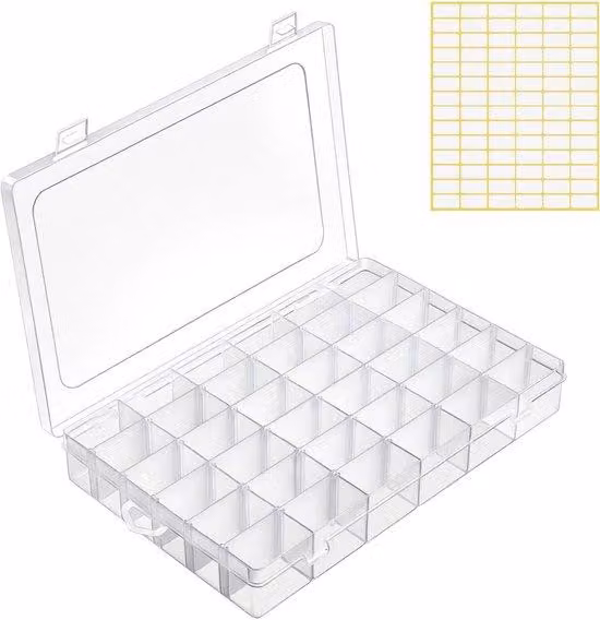 Contenitore per piccoli oggetti - 36 scomparti - Contenitore in plastica con dimensioni regolabili