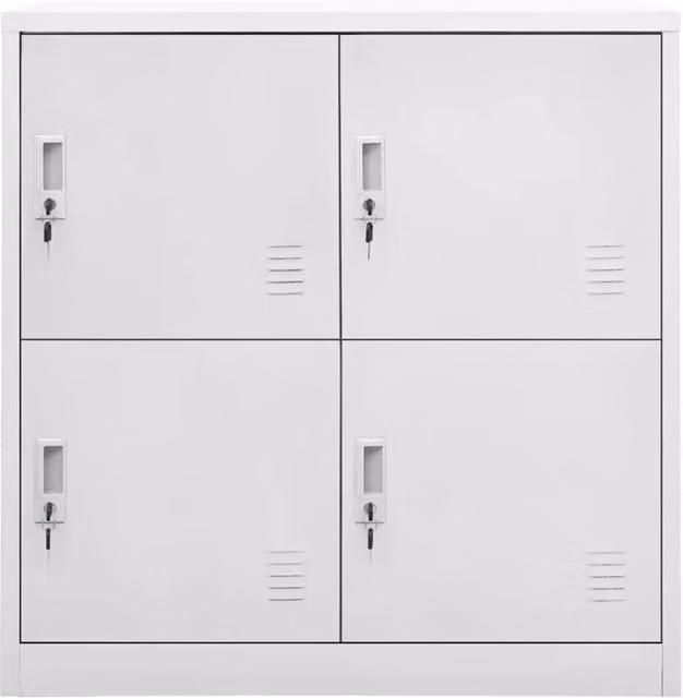 Armadietto in acciaio vidaXL con serratura, bianco e grigio, da appendere al muro, L 90 cm x P 45 cm x H 92,5 cm