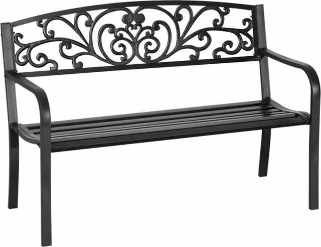 Panchina da giardino Minimal a 2 posti in acciaio nero opaco L: 127 cm, P: 60 cm, H: 87 cm