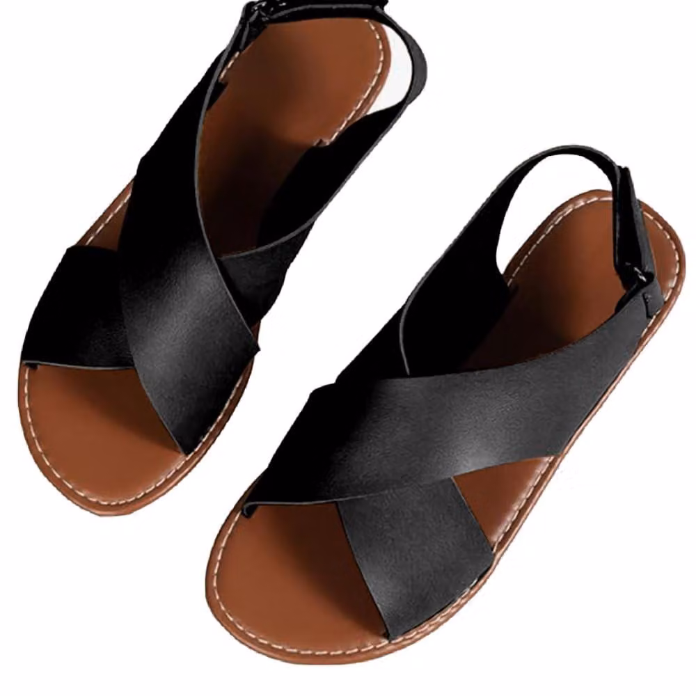 Omgoods - Sandali estivi da donna, comodi, con suola piatta