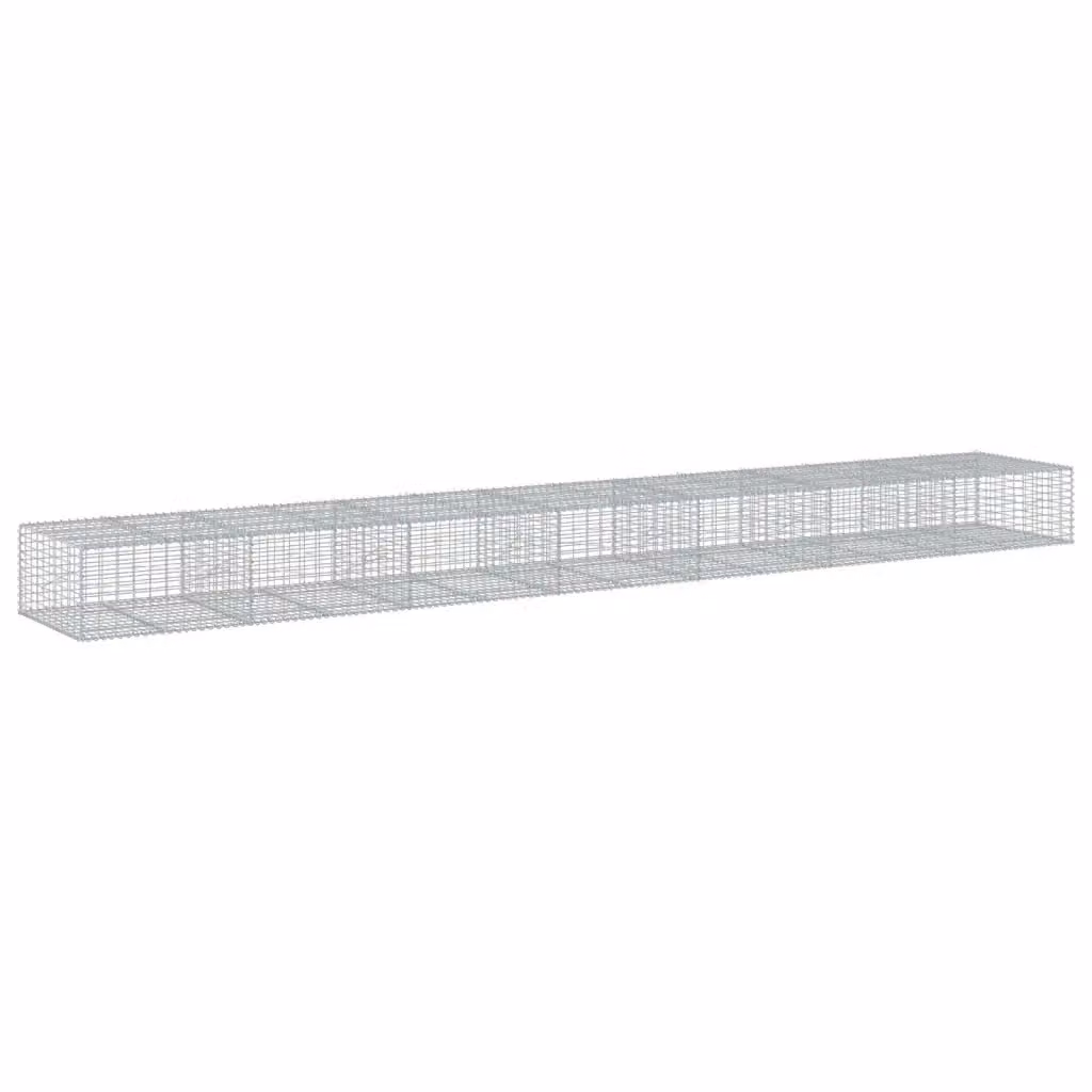 Cesto Gabbione con Copertura vidaXL in Ferro Zincato Grigio L: 700 cm, P: 100 cm, H: 50 cm – 2