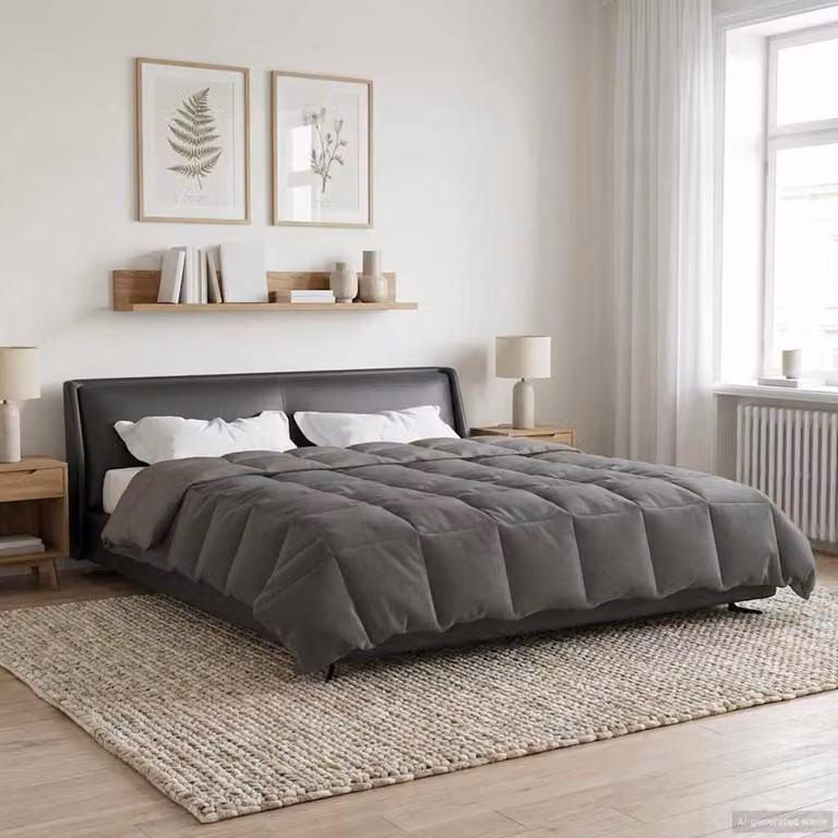 Piumone Completo Annuale 4 Stagioni vidaXL in Microfibra Grigio, L 240 x P 220 cm