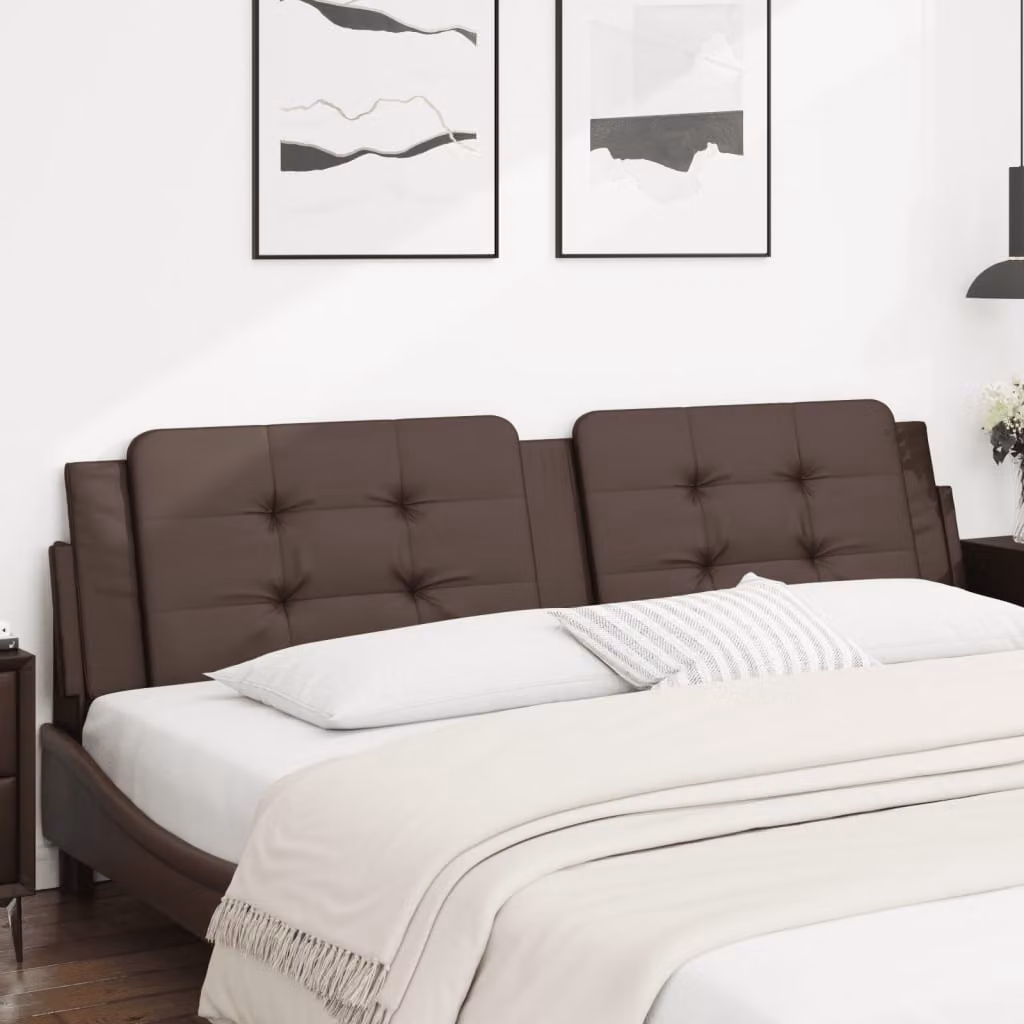 Testiera per letto imbottita vidaXL Zadar in similpelle marrone, Larghezza: 200 cm