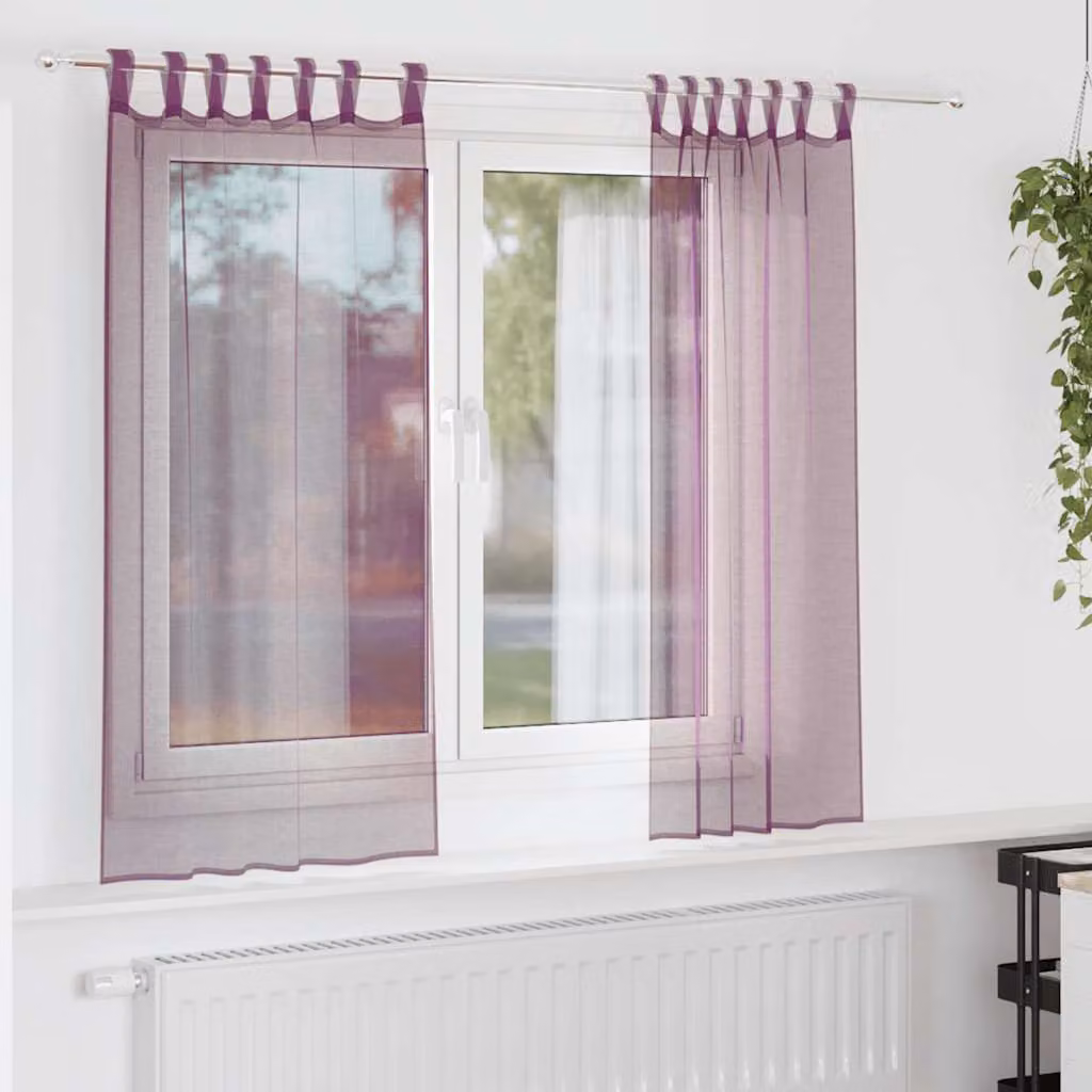 Set di 2 tende semitrasparenti in voile vidaXL color viola, L: 140 cm, H: 175 cm