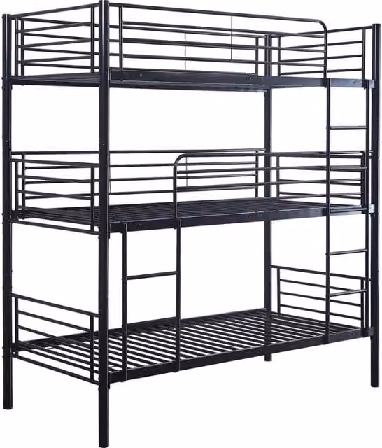 Letto a castello per bambini HAVIN in metallo nero con struttura a casetta L/P/H: 190 x 90 x 200 cm