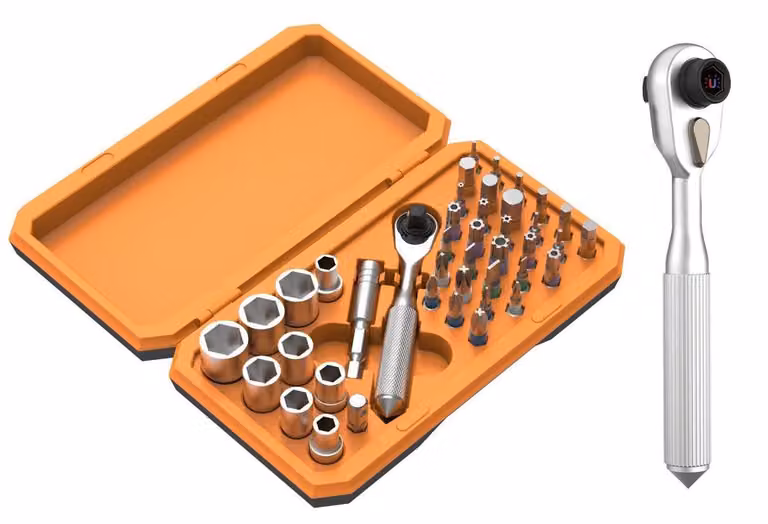Set di chiavi a cricchetto Kabelmeister, 42 pezzi, 30 bit e 9 chiavi a bussola.