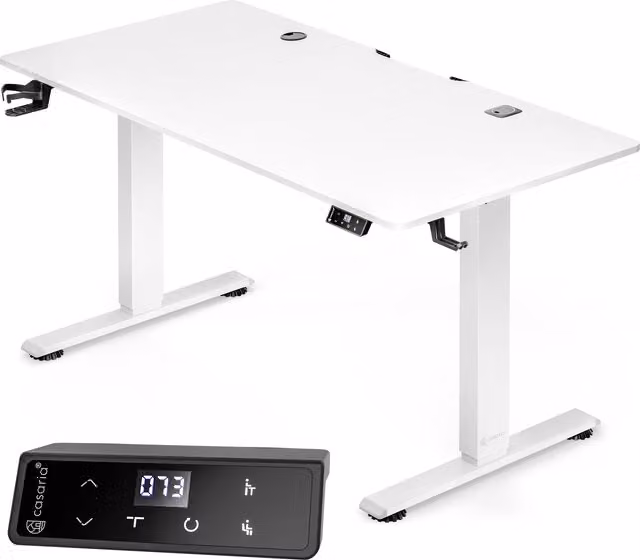 Scrivania regolabile in altezza Casaria® bianca con motore elettrico L/P/H: 120 x 60 x 72-117 cm