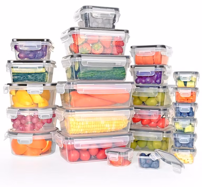 Set di 48 contenitori in plastica con coperchio