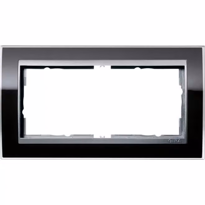 Gira 1002736 Cornice di copertura a 2 fori senza MS per colore alluminio Gira Event Nero trasparente