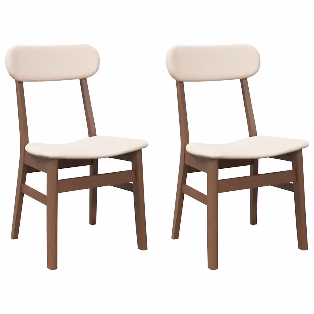Set di 2 sedie da pranzo moderne vidaXL in legno di Hevea marrone con cuscini in tessuto – 2