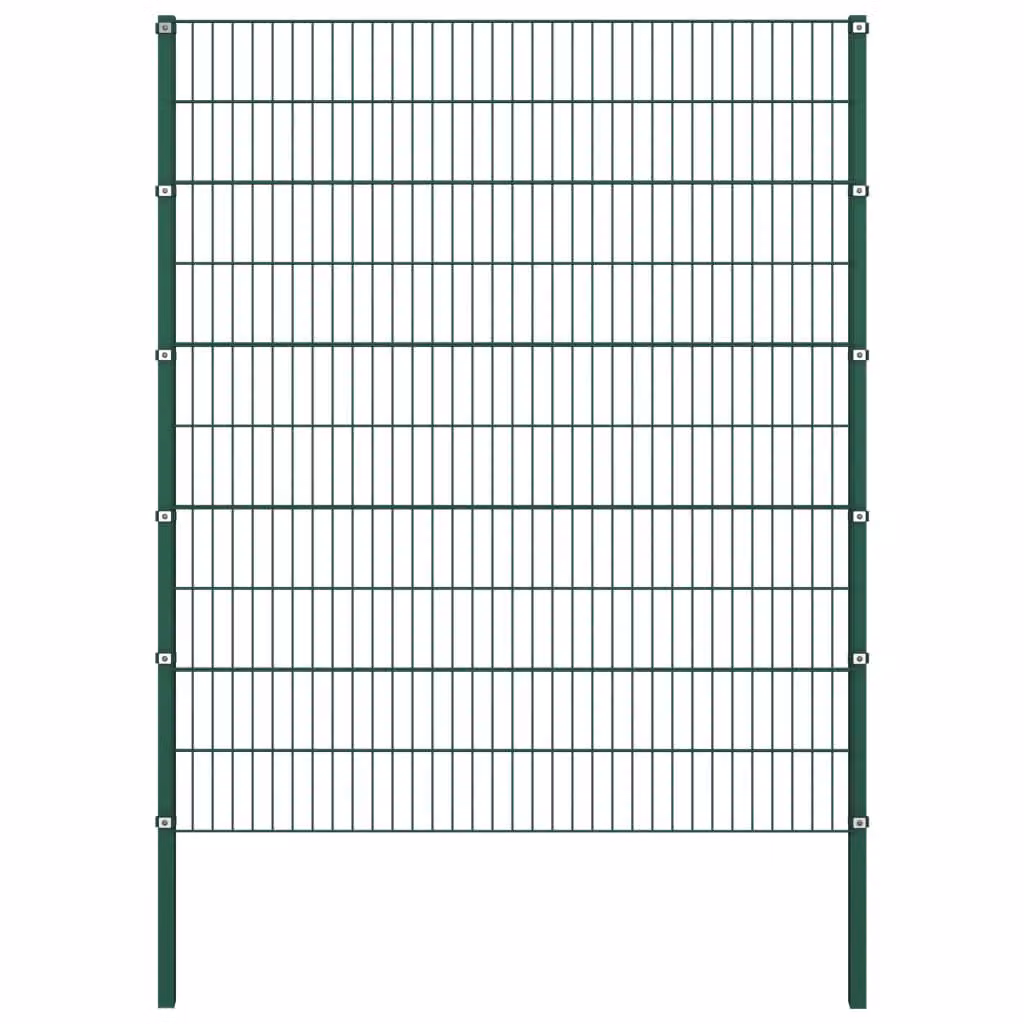 vidaXL Recinzione prefabbricata con pali in ferro, 10,2 x 2 metri, colore verde