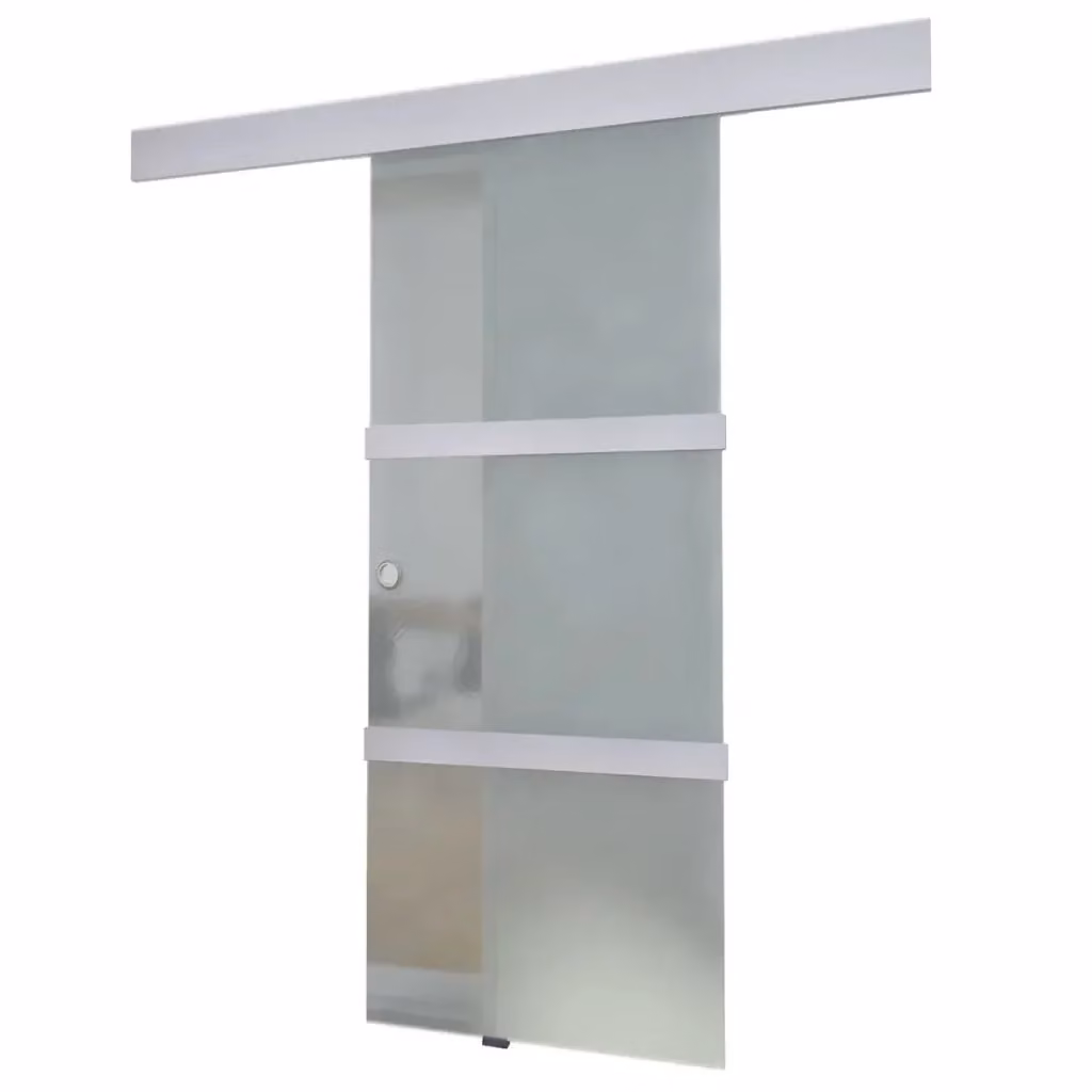 Porta Scorrevole Moderna vidaXL in Vetro e Alluminio Argento L: 205 cm, H: 178 cm, P: 76 cm – 2