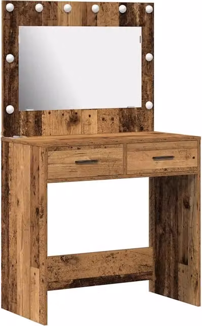 Toeletta con cassetto in legno marrone stile vintage L: 78,5 cm, P: 41 cm, H: 135 cm – 1