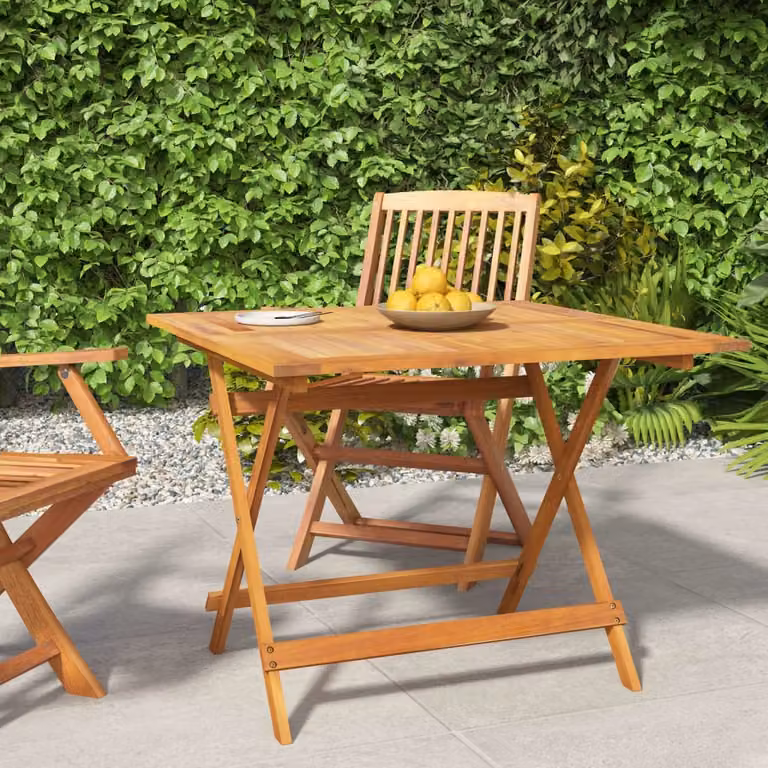 vidaXL Tavolo da Giardino Pieghevole in Legno di Acacia Marrone L/P/H: 90 x 90 x 75 cm