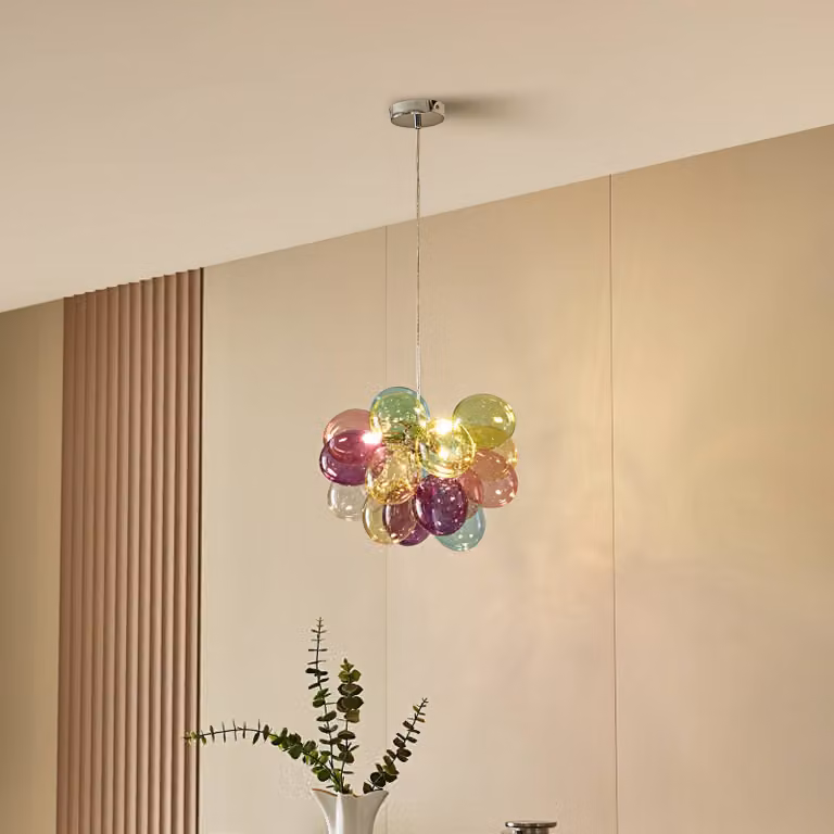 Lampada a sospensione in vetro Diborah Lucande, dimmerabile, Multicolore, Soggiorno / Sala da pranzo, Vetro, Design, Lampada a sospensione