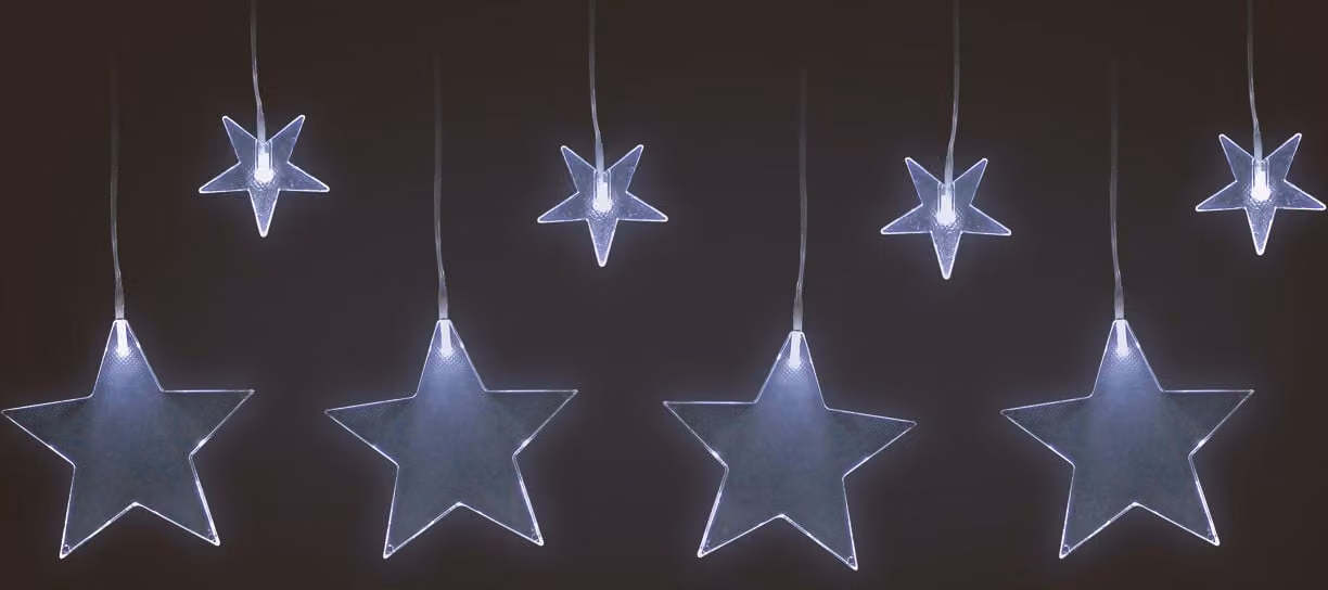 8 stelle LED per tende - 100 x 60/45 cm - bianco freddo