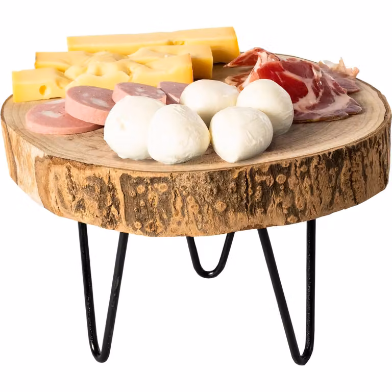 Gusto Casa Vassoio Tondo in Legno di Paulownia Marrone con Piedini, Diametro: 27 cm, Altezza: 17 cm