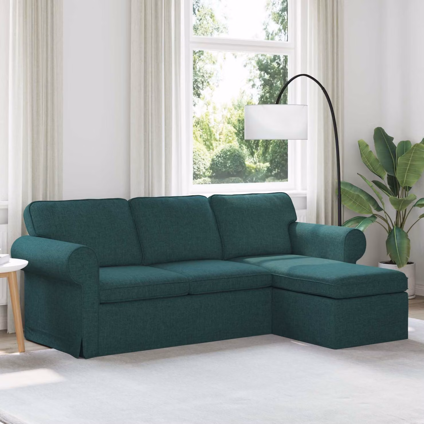 vidaXL Divano ad L moderno in tessuto verde con struttura in metallo L/P/H: 215 x 138 x 80 cm – 1