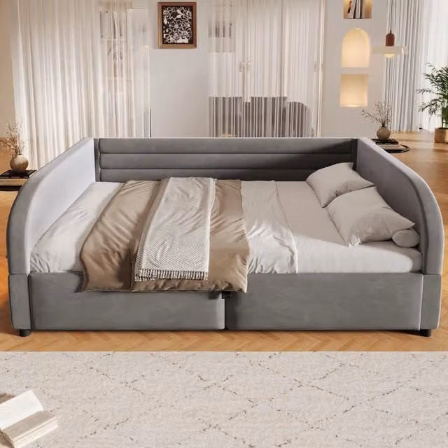 Letto matrimoniale 140×200 cm 2 posti con vano idraulico e illuminazione LED, senza materasso, in flanella grigia