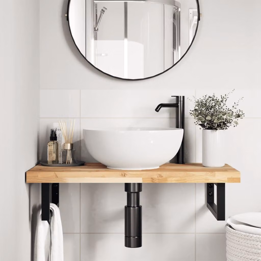 vidaXL Piano da Bagno Non Trattato 60x40x4 cm Legno Massello di Acacia