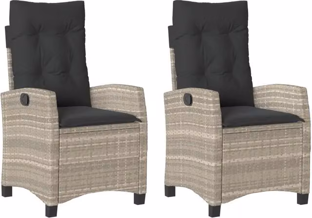 Sedie Reclinabili Giardino 2 pz | Sedie da Esterno Cuscini Grigio Chiaro Polyrattan