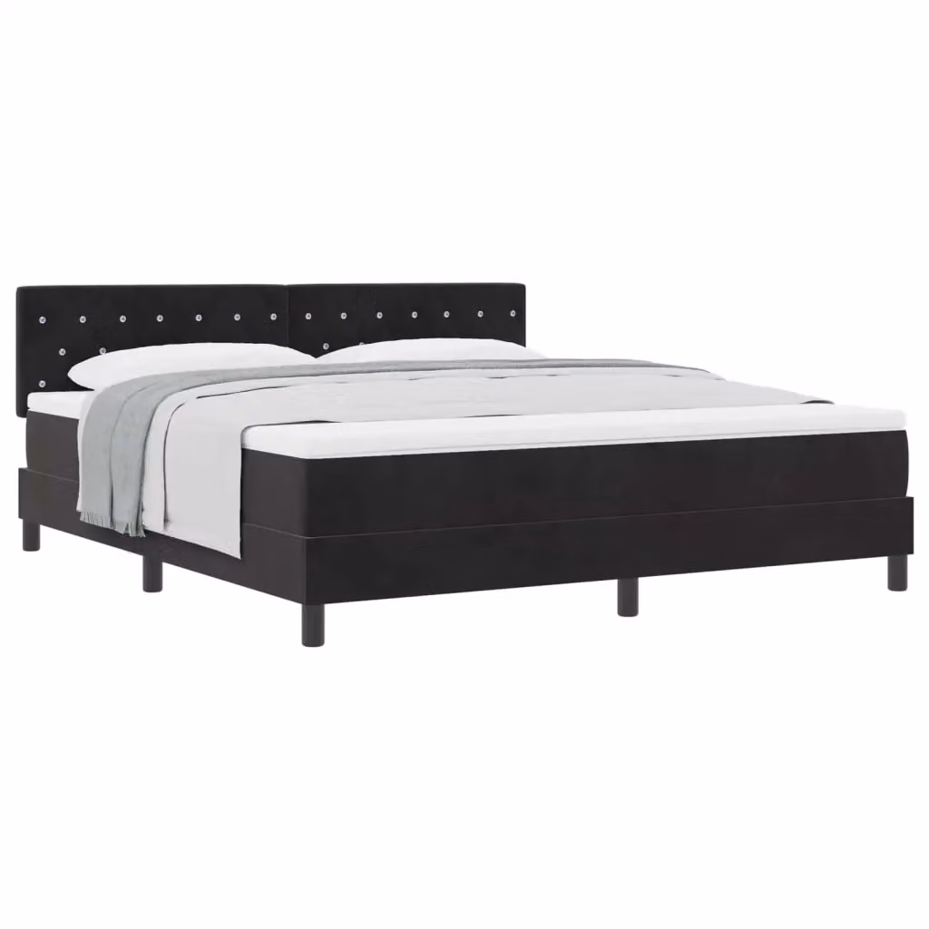 Letto a molle con materasso vidaXL in velluto nero L: 180 cm, P: 200 cm, H: 280 cm – 2