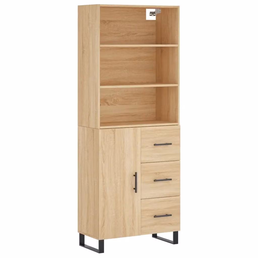 Credenza moderna vidaXL in legno e metallo color beige e rovere L: 69,5 cm, P: 34 cm, H: 180 cm – 2