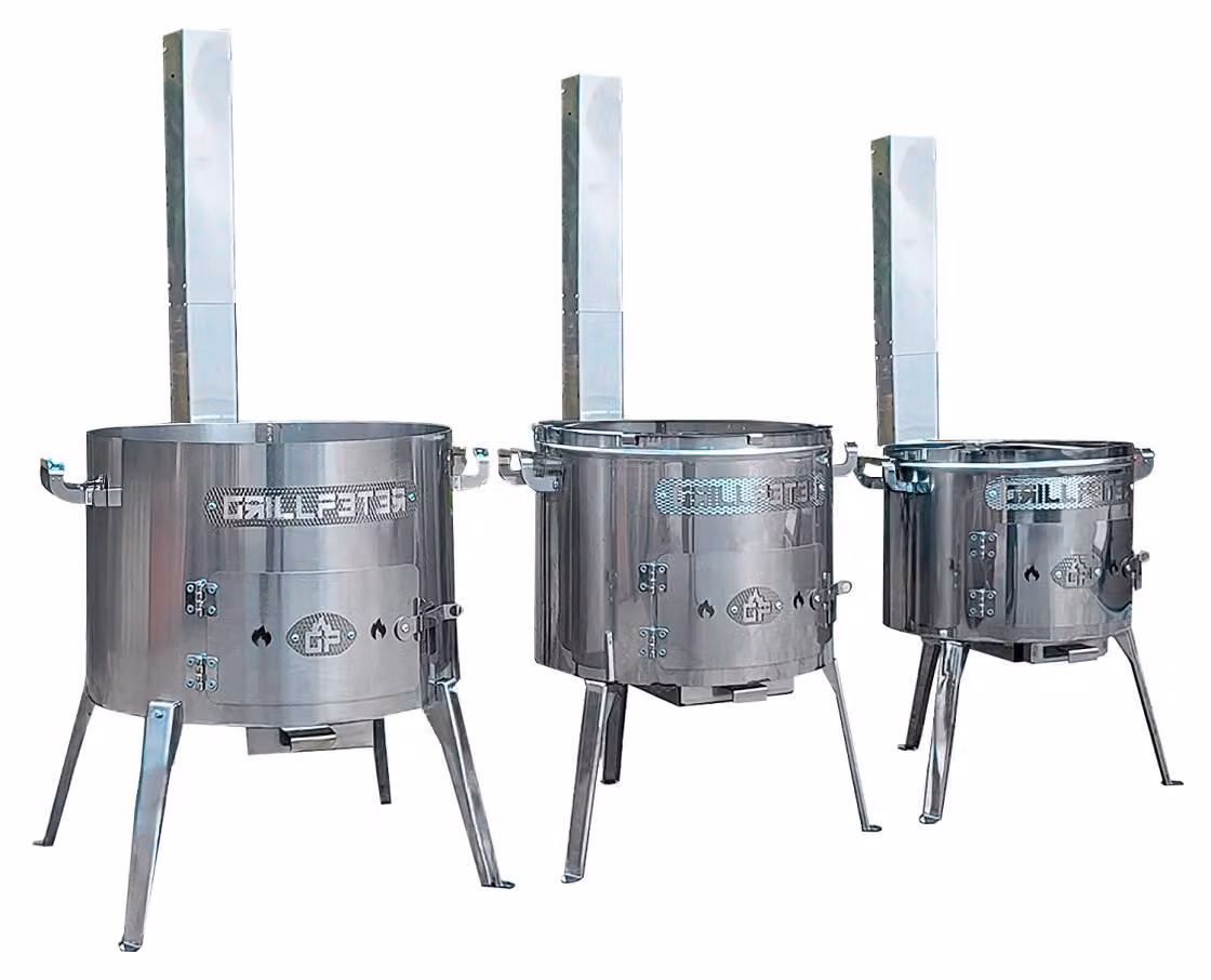 Utschak Timur Ø45cm acciaio inox 2mm con tubo di scarico Forno a legna per Kazan 12-22 litri