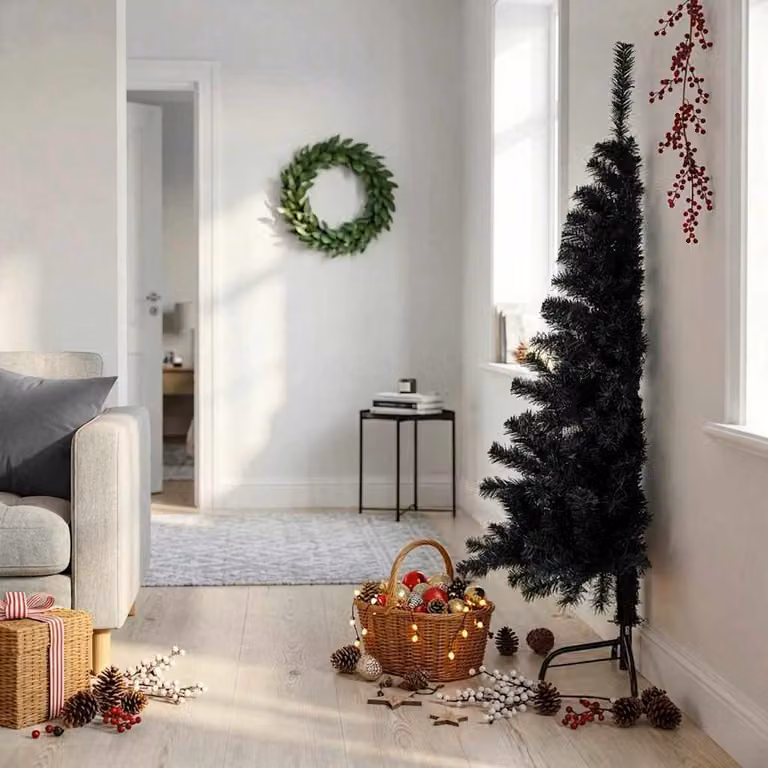 Albero di Natale artificiale da tavolo vidaXL, colore nero, Altezza: 150 cm