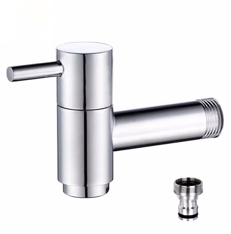 Rubinetto da esterno per acqua fredda, in ottone cromato, ideale per giardino e balcone